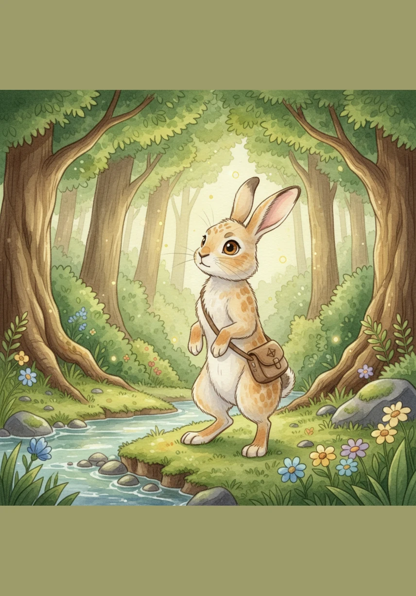 В густом зелёном лесу жил маленький зайчонок по имени Тимка. Он был очень любопытным и постоянно спрашивал маму о том, почему трава зелёная и куда на ночь прячется яркое солнышко.