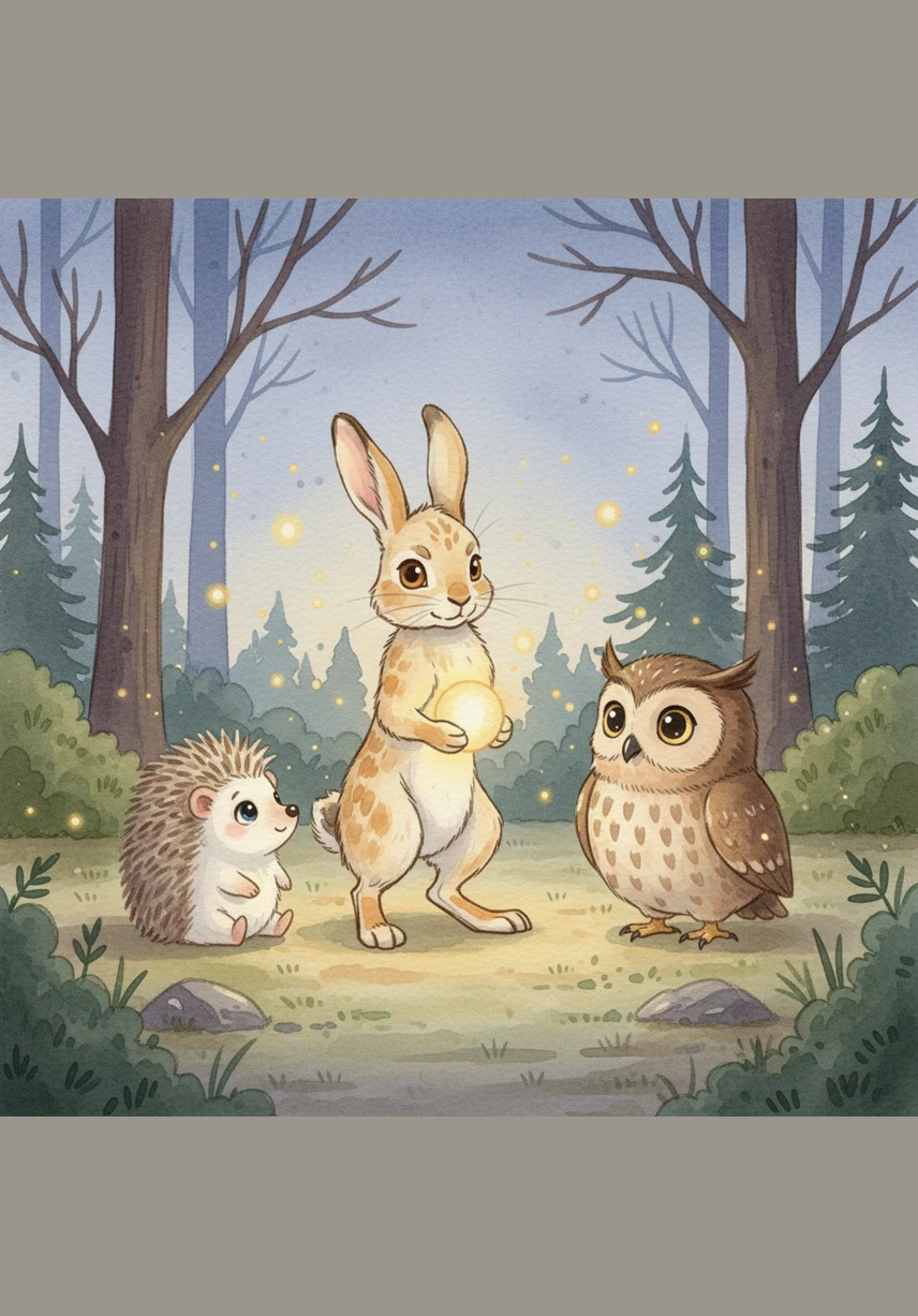 Теперь Тимка знал: когда помогаешь другим, мир вокруг становится светлым и тёплым даже в сумерках. С тех пор в его лесу всегда было много света от добрых поступков маленького зайца.