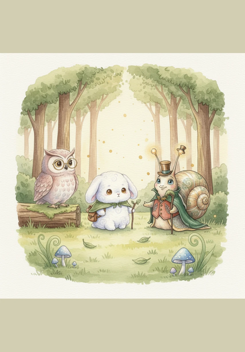 Na skraju lasu Pufek spotkał Pana Ślimaka, który powoli poruszał swoimi czułkami wśród zielonych liści. Choć Ślimak nie wiedział, gdzie podział się błękit, poradził małemu wędrowcy, aby sprawdził wesoło pluskający, przejrzysty strumyk.