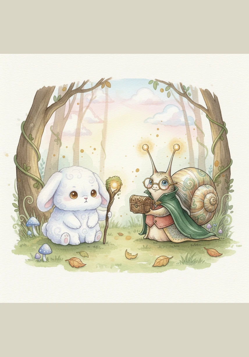 Dzielny mały stworek zaczął wspinać się na wysoką górę, czując lekkie zmęczenie w swoich krótkich, puszystych łapkach. Na samym szczycie, w dziupli starego dębu, czekała na niego Pani Sowa w swoich wielkich okularach i o mądrym spojrzeniu.