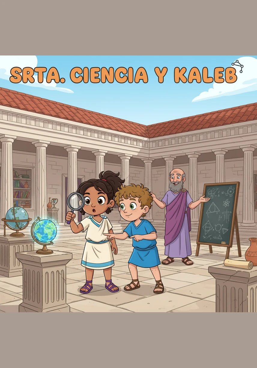 Viajaron miles de años al pasado hasta encontrar a Demócrito en la antigua Grecia, quien intentaba romper una piedra una y otra vez. Rafael y Joelys aprendieron que él fue el primero en llamar 'átomo' a la partícula más pequeña, que significa algo que no se puede dividir más.