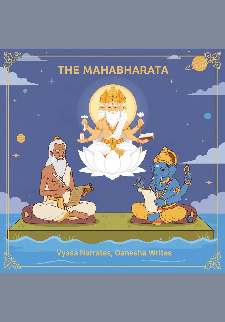 Disaster strikes in the heat of a thrilling chapter when Ganesha’s reed pen suddenly snaps under the intense pressure of his writing speed. A moment of tension fills the air as the deal hangs in the balance, for the writing must not stop even for a second to find a replacement.