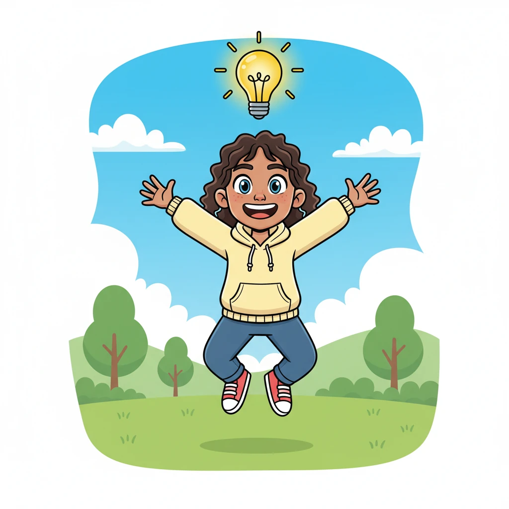 A moment later, Pip's eyes widened, and a bright idea popped into their head, like a lightbulb shining above. Pip jumped up, a determined grin spreading across their face. "I know what to do!" they exclaimed, already picturing a cleaner park.
