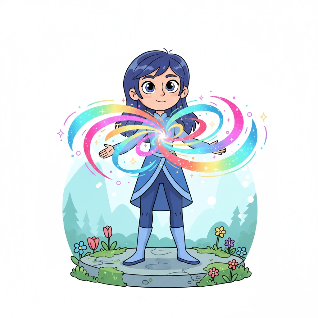 Standing tall, a gentle aura of swirling, colorful energy emanated from Stardust. It was her 'chaos' vessel, not destructive, but a vibrant force of creative change and purpose, ready to shape her destiny.