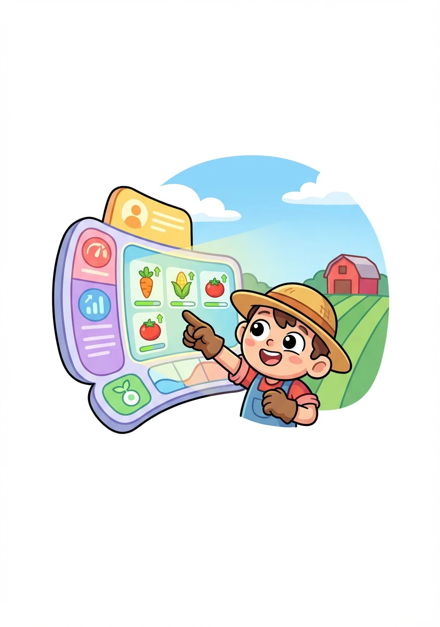 Finally, the dashboard recommended suitable crops for the current season. Finn smiled, ready to plant the perfect harvest with the help of smart technology.