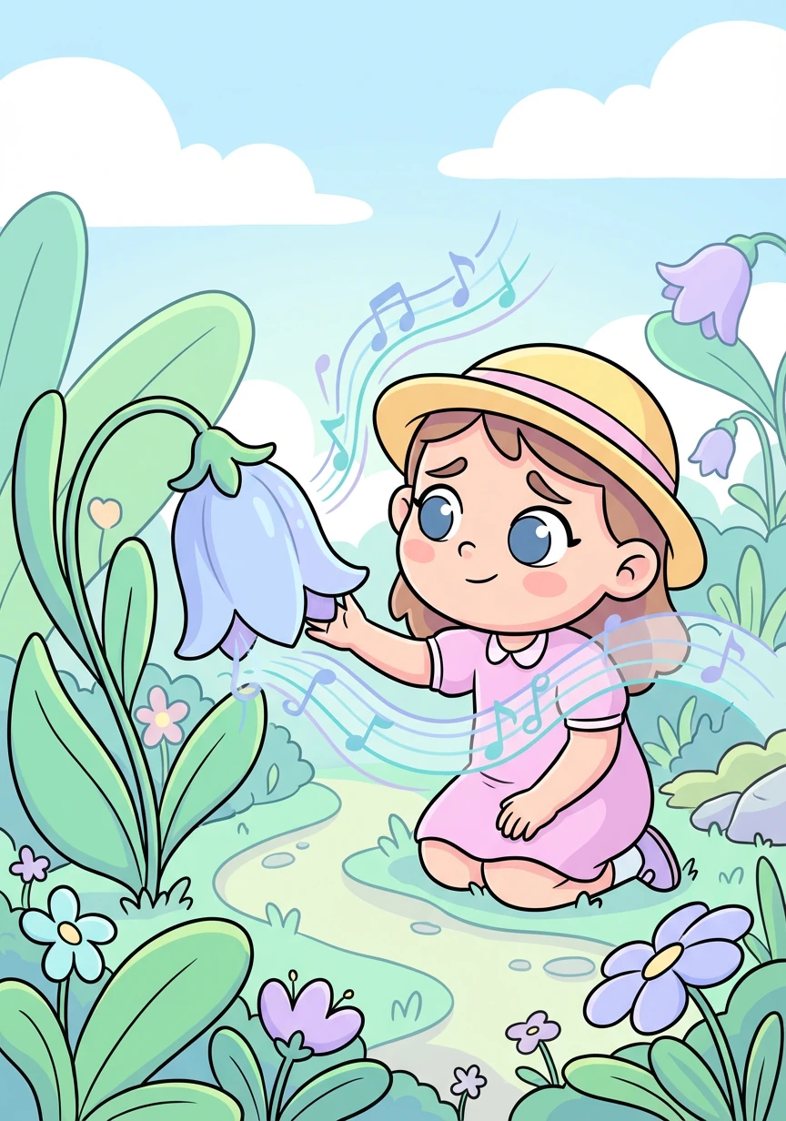 Next, a soft bluebell chimes a gentle, calming melody. Flora understands it's singing about sadness, showing her that it's okay to feel down sometimes.