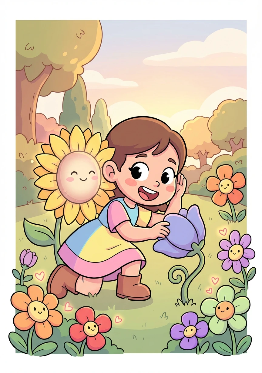 Flora spends the rest of the afternoon exploring the garden, listening to the flowers, and learning about all sorts of emotions. She understands that all feelings are valid and important.