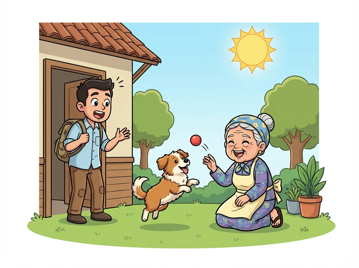 Suatu hari, anak Nenek Ratih pulang dari perantauan. Ia terkejut melihat ibunya tidak lagi kesepian, tetapi bahagia bermain dengan Gukguk.