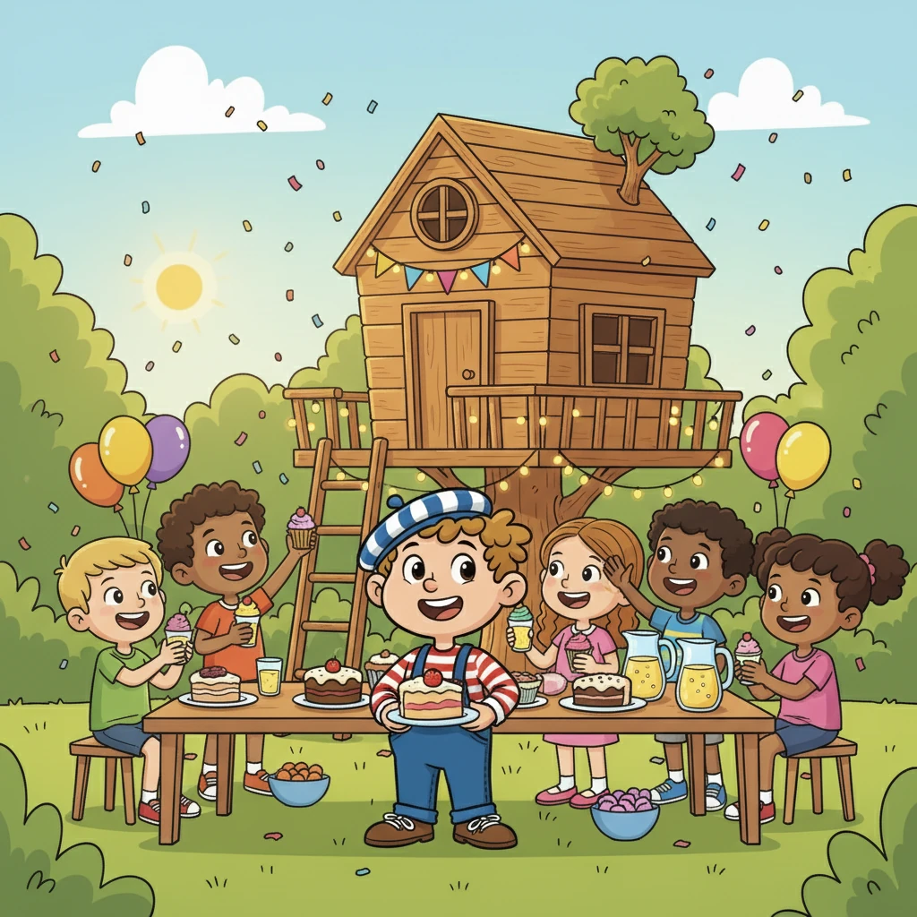 Quand la cabane fut enfin terminée, ils ont organisé une fête. Ils ont préparé des gâteaux, des limonades et ont invité tous leurs amis. La cabane était le symbole de leur amour et de leur complicité.