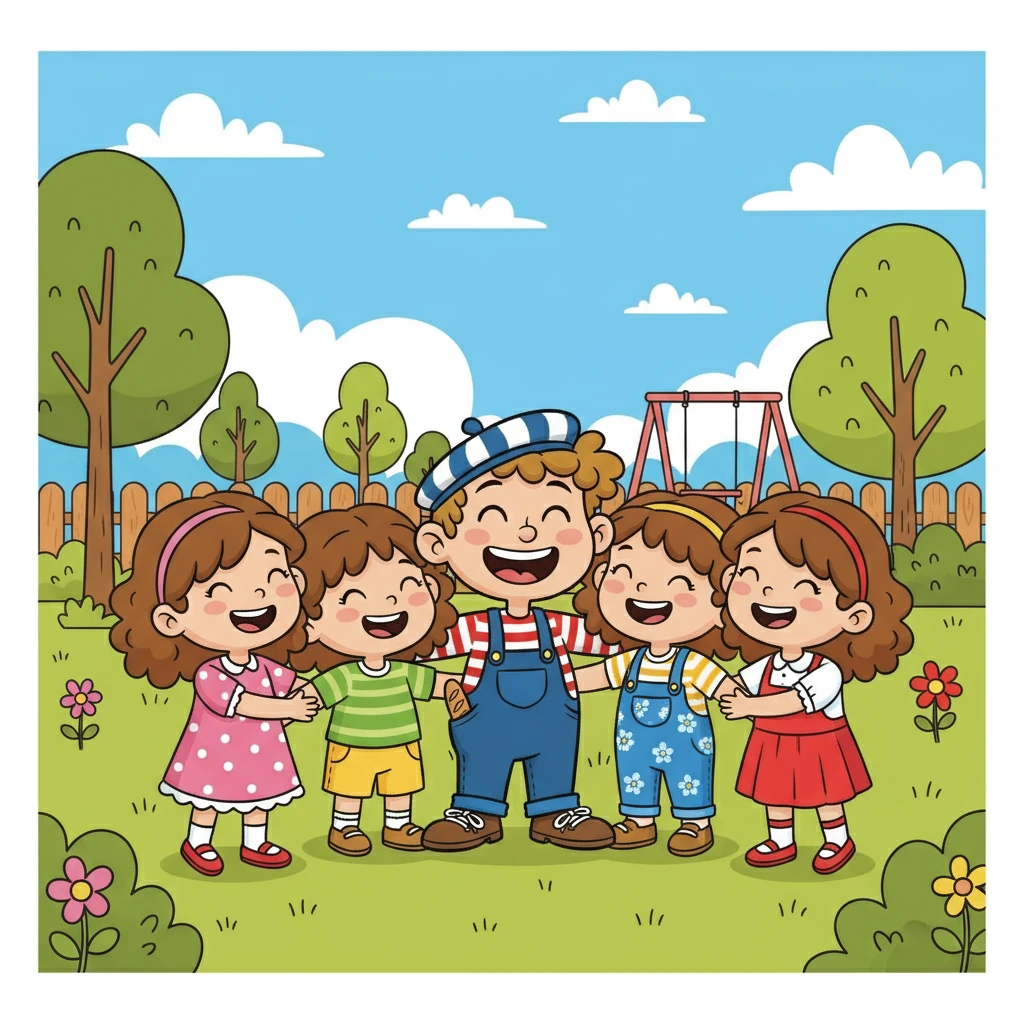 Et ainsi, Émile et ses quatre sœurs continuèrent à grandir ensemble, tissant des liens indéfectibles, prouvant que l'amour familial est le plus beau des cadeaux, et que même avec quatre sœurs, on peut toujours trouver sa place.