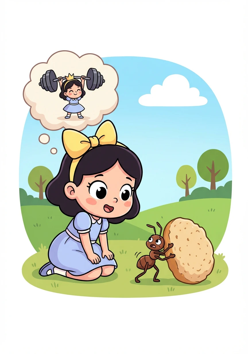 One particularly large ant struggled with a crumb almost as big as itself. Antoinette watched, her heart filled with admiration for its strength and determination. She imagined what it must be like to be so small, yet so strong.