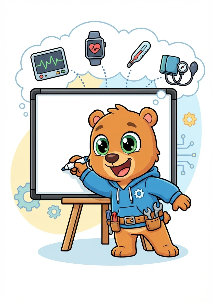 Arnie, a bright-eyed API architect, stared at the blank whiteboard, ready to build a system to collect vital signs from devices. He knew this was a big challenge, but he was excited to get started.