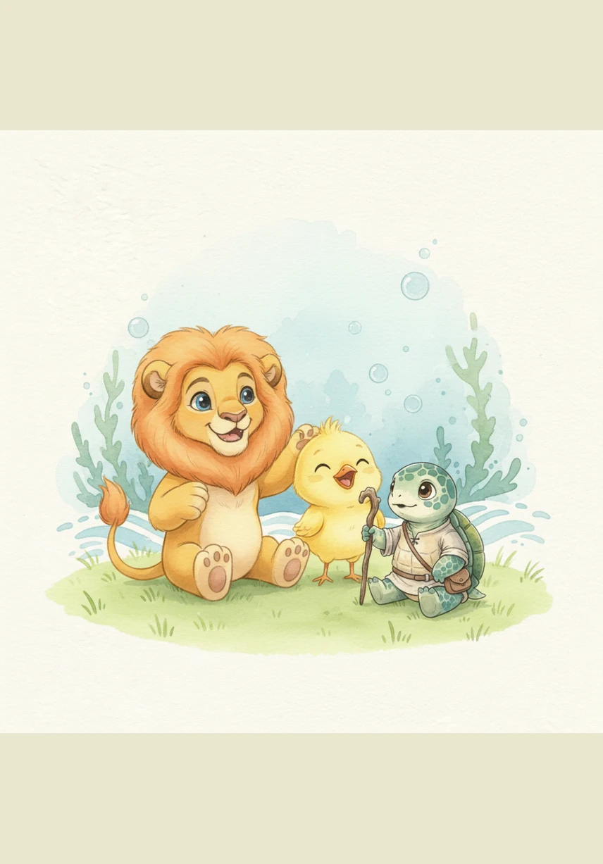 Under a big leafy tree, Leo the Lion and his best friend Pip the Bird spread out a picnic blanket. They have a delicious round pizza and a long chocolate bar to share. I am so hungry for some math and snacks, Leo says with a big smile.