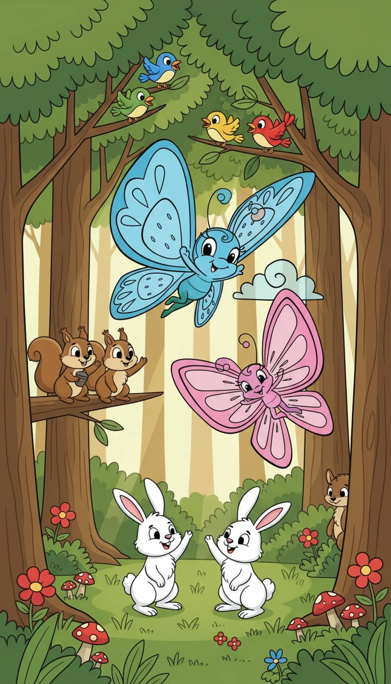 Ormanın derinliklerine doğru ilerlerken, yüksek ağaçların arasında saklanan sevimli hayvanlarla karşılaştılar. Tavşanlar, sincaplar ve kuşlar onlara selam verdi.