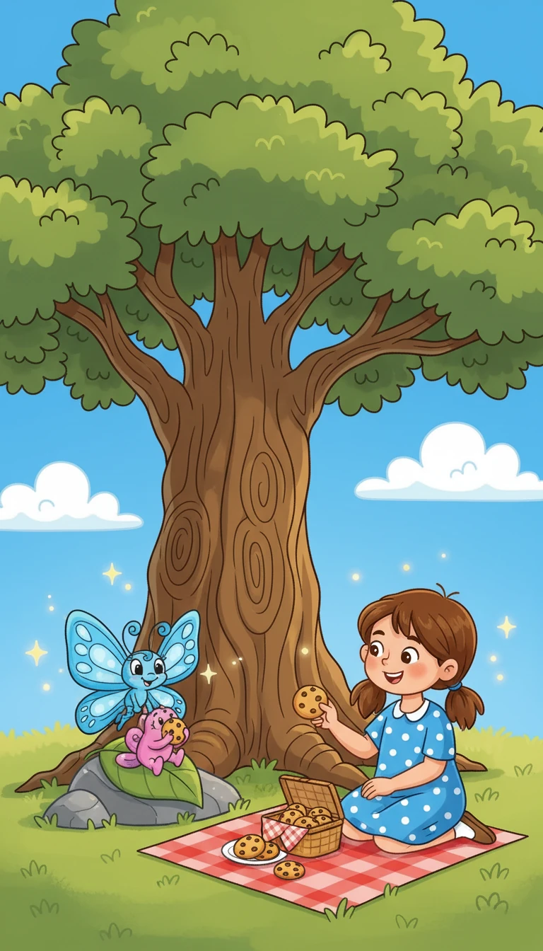 Biraz sonra, büyük bir meşe ağacının altında dinlendiler. Alisa, yanına getirdiği kurabiyeleri kelebeklerle paylaştı.