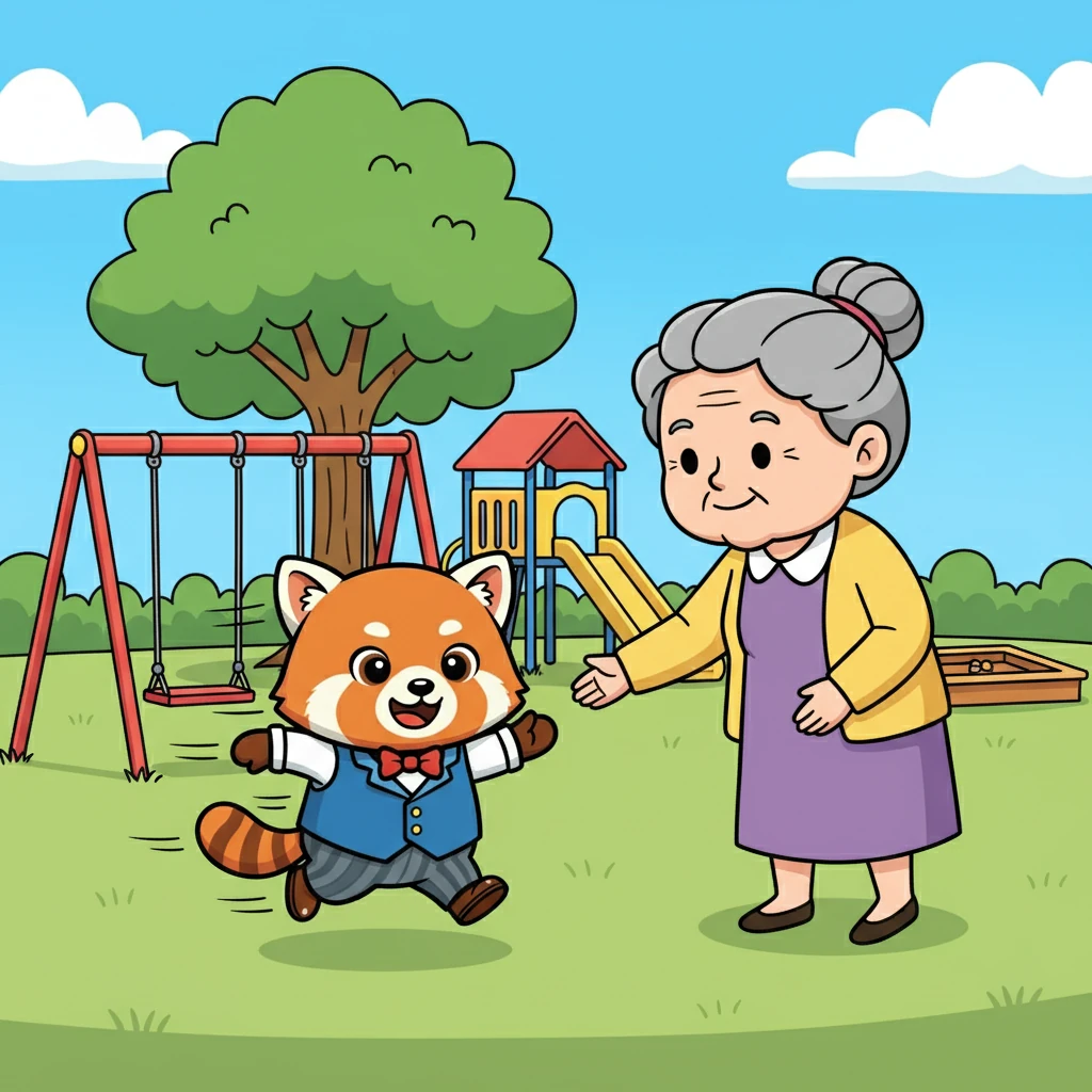 Um dia ensolarado, Bento e sua avó foram ao parque. Bento, ansioso para brincar, correu para o balanço sem pedir licença. A avó, com um sorriso, explicou a importância de ser gentil e considerado.