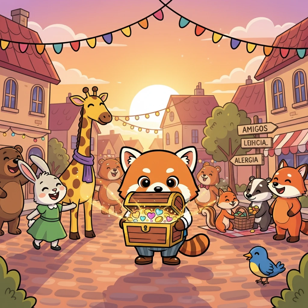 No final do dia, Bento percebeu que os bons modos eram como um tesouro. Eles tornavam o mundo um lugar melhor e o enchiam de amigos e alegria. Bento continuou a praticar a gentileza todos os dias.