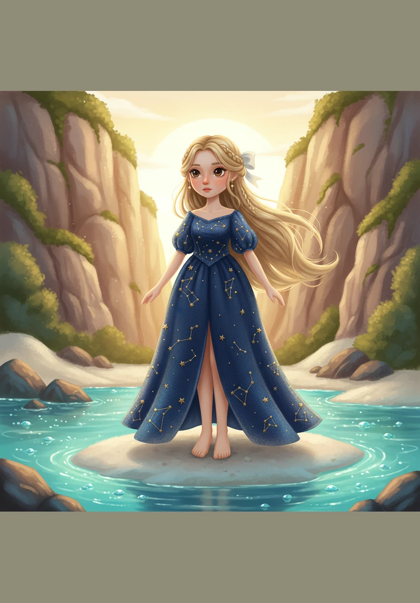 Elena stepped onto the soft white sands of the hidden cove, where the towering cliffs whispered secrets of the ancient ocean. As the sun began its golden descent, the turquoise waters of the lagoon shimmered like a scattered tray of jewels. She felt the warm tropical breeze dance through her hair, signaling the start of an evening she would never forget.