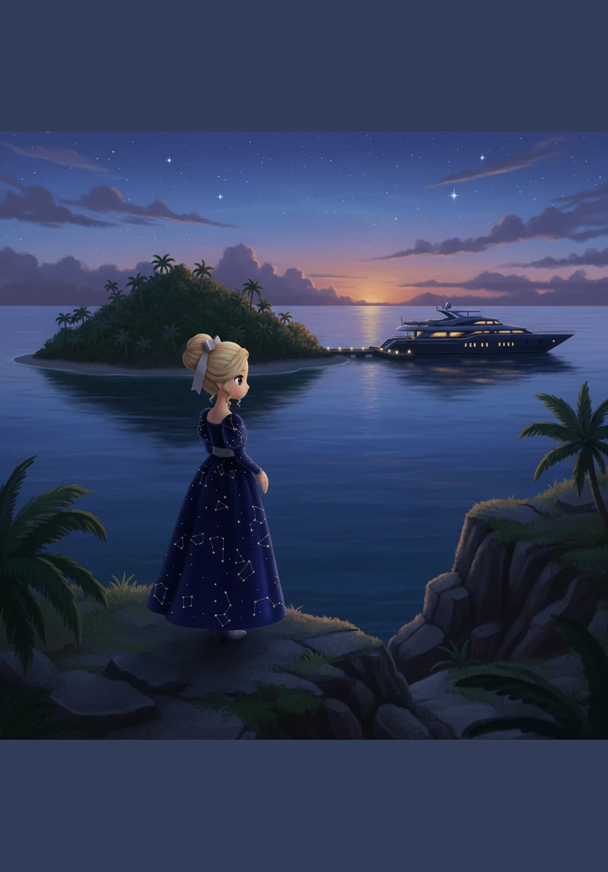 In the distance, the lights of a sleek yacht began to twinkle, a silent invitation across the darkening waves. Elena took one last look at the hidden paradise, feeling a profound sense of peace and the thrill of a new adventure awaiting her. With the first stars appearing above the rocky cliffs, she knew her journey into the heart of the tropics had only just begun.