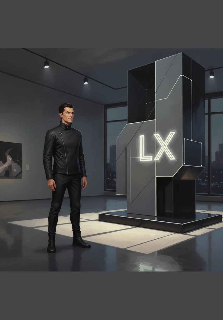 Lex looks at his masterpiece one last time, satisfied with the perfect symmetry of light and shadow. The LX monogram stands as a permanent testament to the power of modern design.