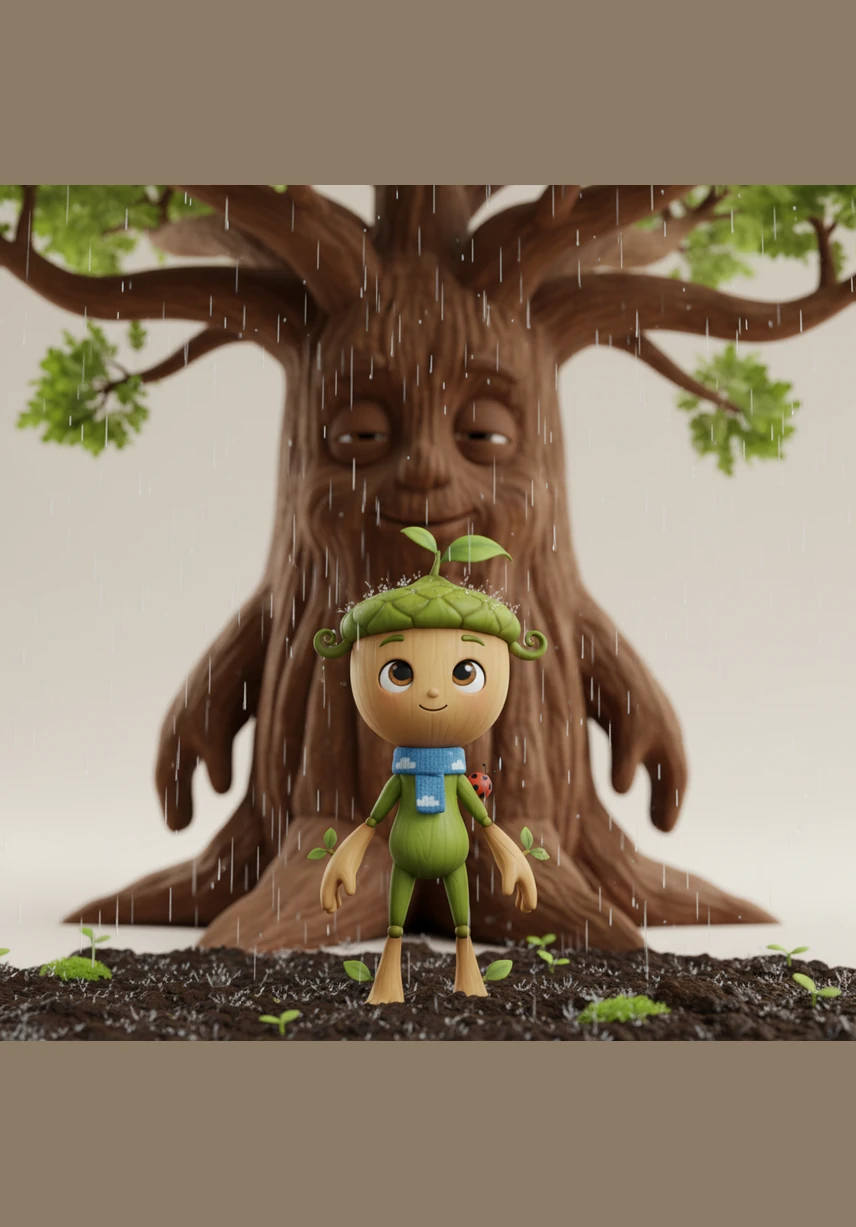 When a soft spring rain began to fall, Pip stopped trying to stretch and instead felt the refreshing droplets soak into his thirsty soil. He realized that rushing to grow meant missing the sweet taste of the morning dew.