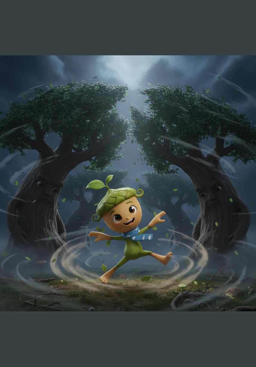 One night, a powerful wind whistled through the valley, shaking the tallest trees. Pip found that because he was small and flexible, he could dance with the breeze without breaking, feeling stronger than ever before.