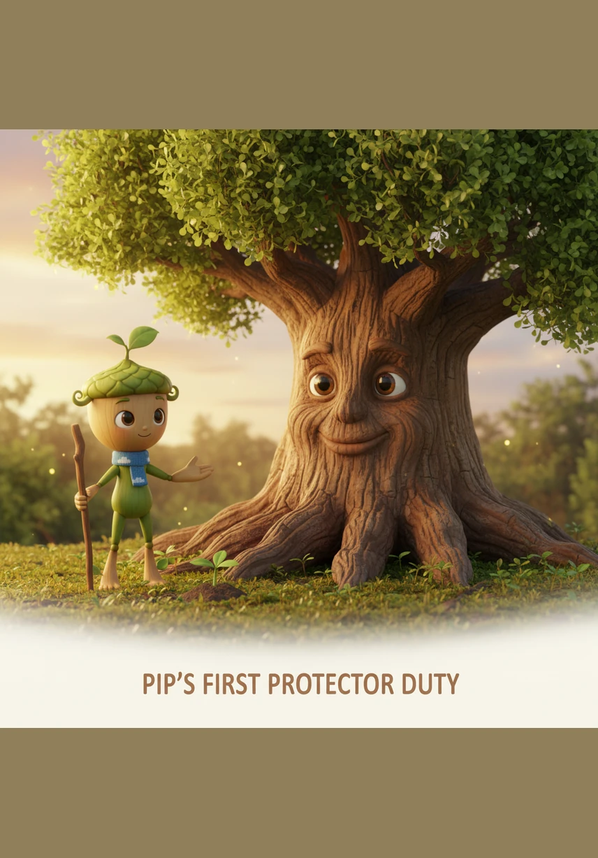 A family of ladybugs decided to make Pip’s sturdy leaves their home for the afternoon. Pip felt a surge of pride, realizing he didn't need to be a giant to provide shelter and kindness to others.