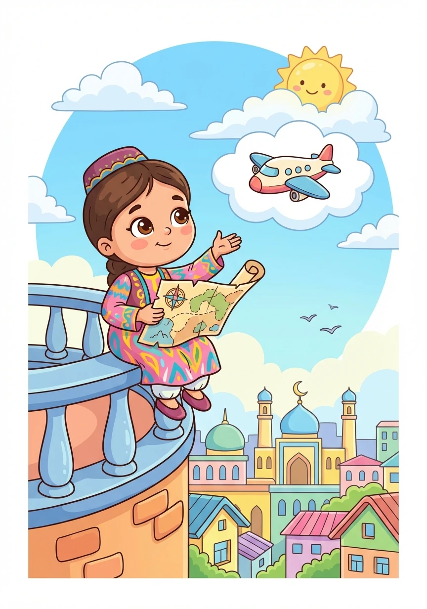 В самом сердце Актобе жила девочка по имени Алтынай. Она любила свой город больше всего на свете, но всегда мечтала о приключениях.