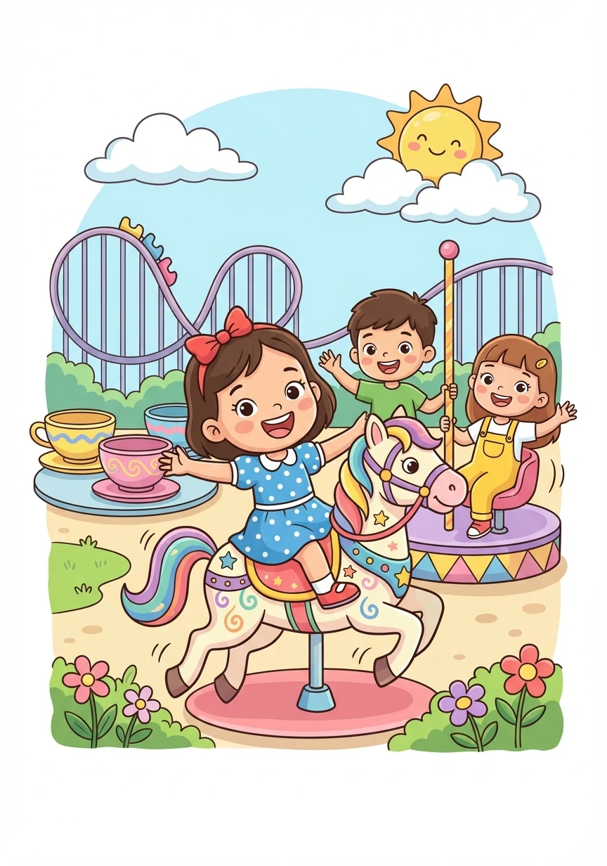 После планетария друзья отправились в парк развлечений «Керуен Сити». Они катались на аттракционах и весело проводили время.