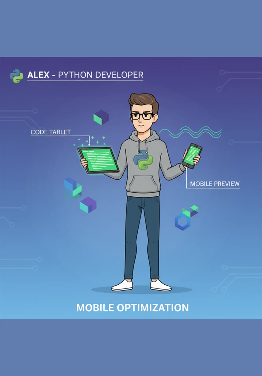 Alex focuses on the mobile experience, refining the responsive design to ensure the platform looks stunning on every smartphone screen. He swipes through the calendar on his own device, making sure the buttons are easy to tap and the text is perfectly legible. The platform is now ready for a world that is always on the move.