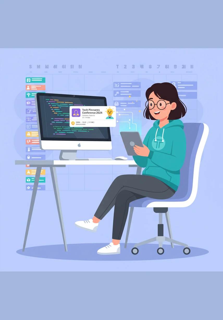 The platform officially launches, and the first wave of users begins to explore the vibrant digital calendar. A young developer receives a personalized notification from the AI assistant, guiding her to a tech conference she would have otherwise missed. The connection between people and opportunities is finally seamless and automatic.