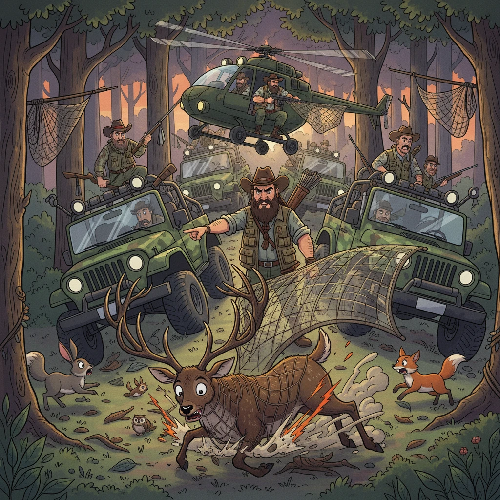 Singha, fueled by rage, tried to reach the helicopter, using a jeep's bonnet as a launchpad. Narsimha, perched in the helicopter, fired a net gun, ensnaring Singha and sending him crashing to the ground.