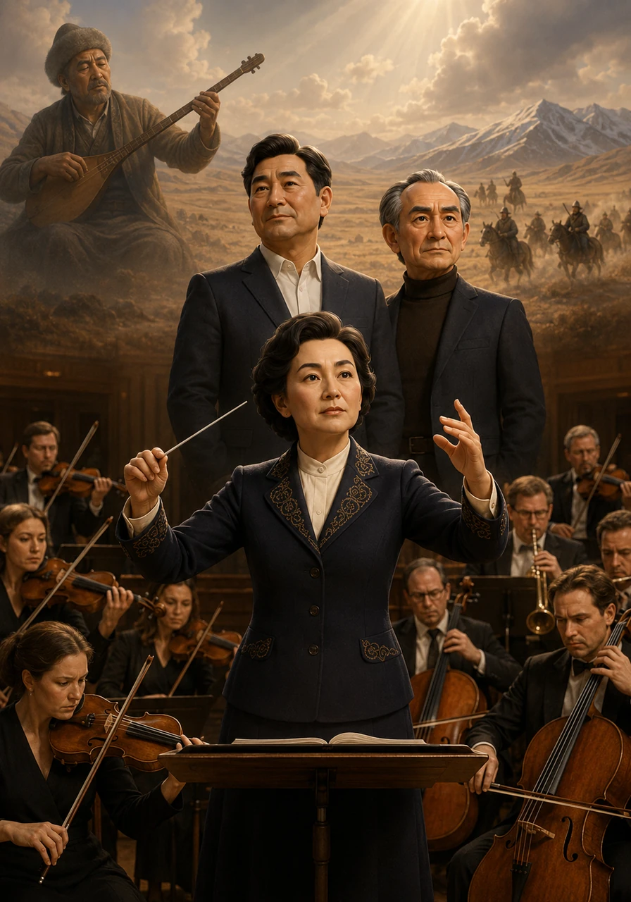 Gaziza’s music becomes a bridge between worlds, blending the raw spirit of the Kazakh plains with the majestic power of a European orchestra. Her masterpiece, the symphony Zhiger, is a profound tribute to her father’s legacy, built upon the echoes of ancient kui melodies. It tells a story of human sorrow and national resilience, capturing the soul of her people in every note.