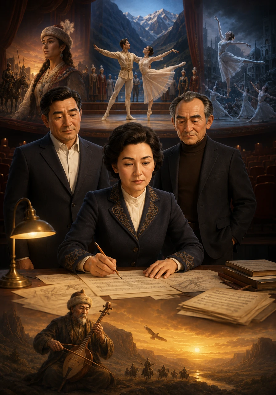 The theater stage becomes a canvas for Gaziza’s dramatic genius, where she breathes life into epic operas and poignant ballets. From the lyrical tragedy of Enlik-Kebek to the powerful peace anthem of the Hiroshima ballet, her works explore the depths of the human heart. She even completes the unfinished dreams of her father, bringing the story of the legendary Kurmangazy to the grand stage.