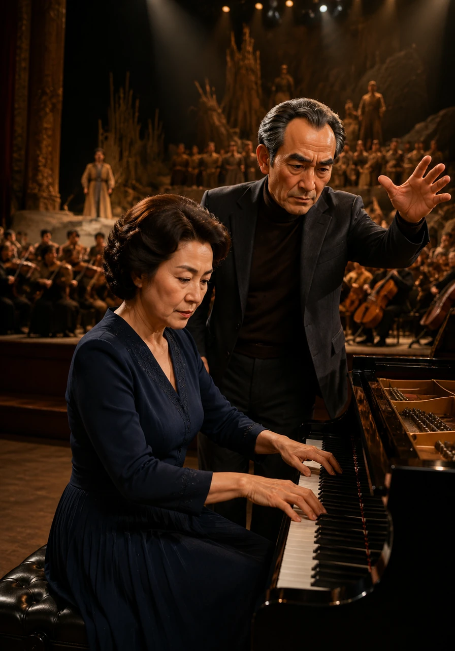 A powerful creative partnership blossoms between Gaziza and her husband, the renowned director Azerbaizhan Mambetov. Together, they create unforgettable theatrical masterpieces like Mother Earth, where her haunting choral music gives voice to the profound emotions of the characters. Their collaboration defines an era of Kazakh art, blending sight and sound into a single, breathtaking experience.
