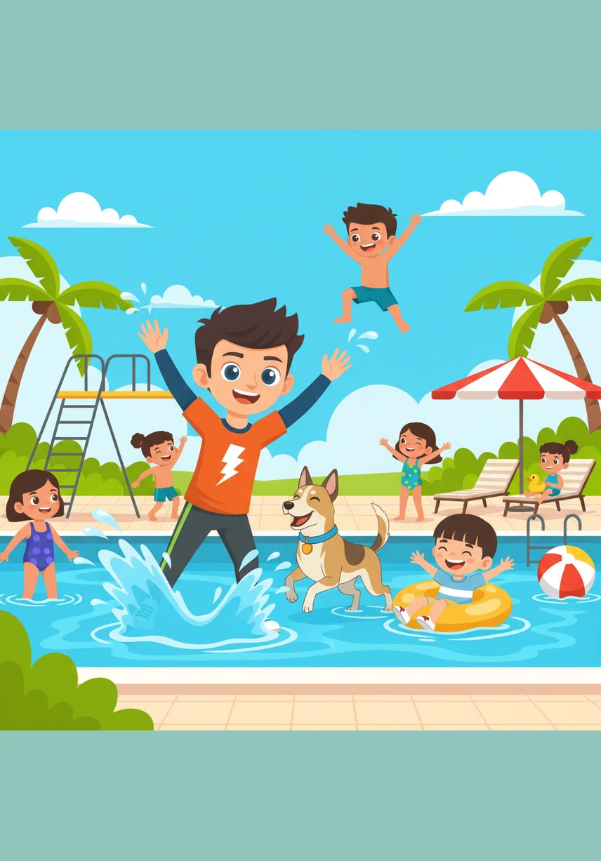 Die swembad is nou vol pret en plesier terwyl almal saam rondbaljaar, met strandballe speel en in die water rondplas. Joshua en Bella is in hul skik om so 'n heerlike dag saam met al hul gunsteling mense te geniet.