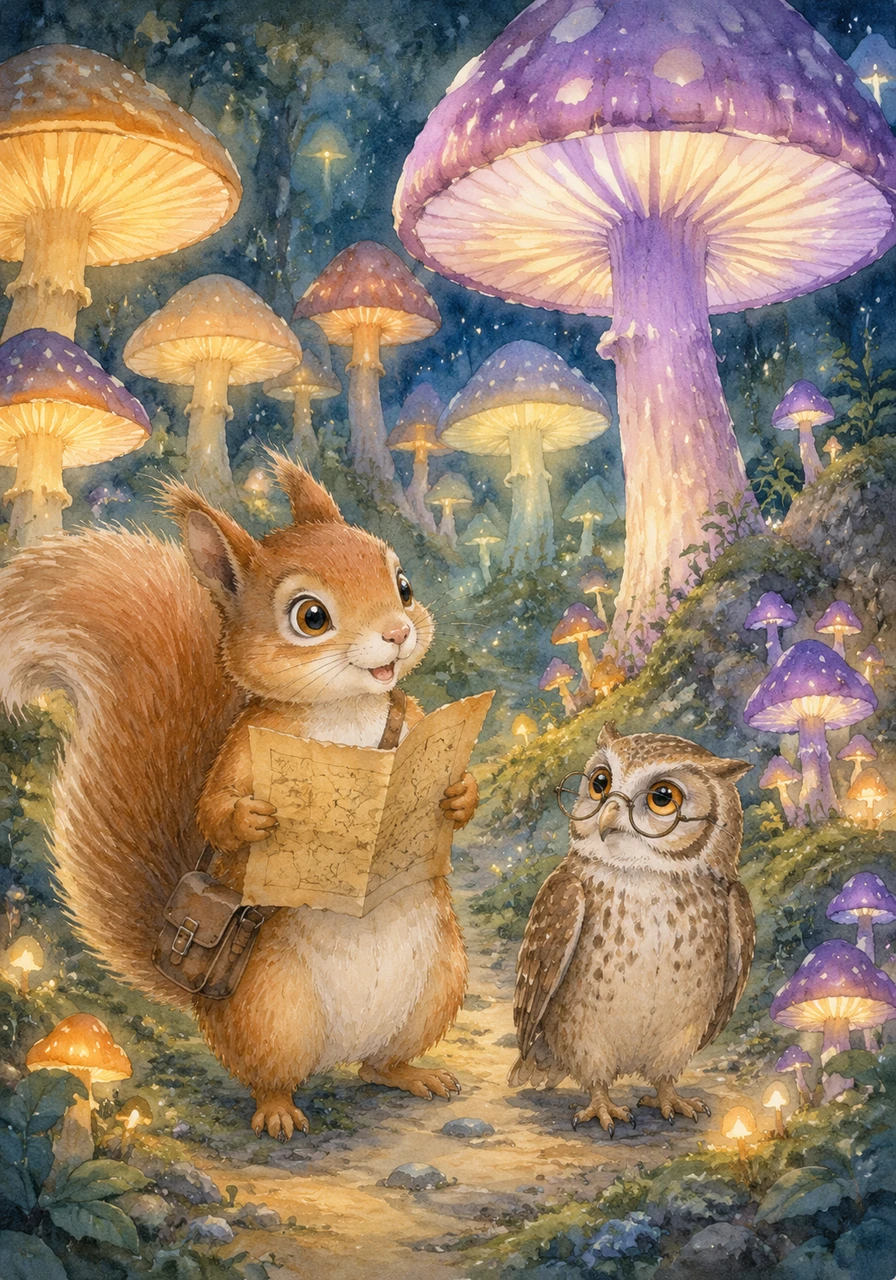 Sammy soon found himself in a magical clearing filled with giant, glowing mushrooms that towered over his head. He had to navigate carefully through the soft light, following the map’s instructions to turn left at the tallest purple fungus.