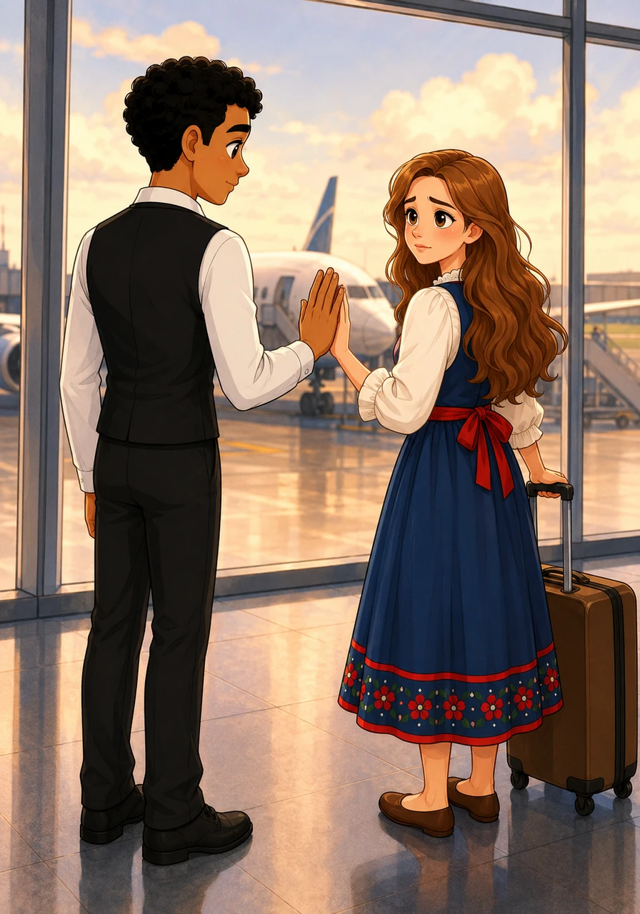 The harsh reality of distance arrives at the airport, where they must say their first difficult goodbye. Zuzanna returns to Poland, and the vast ocean suddenly stands between them, marking the start of seven months of longing.