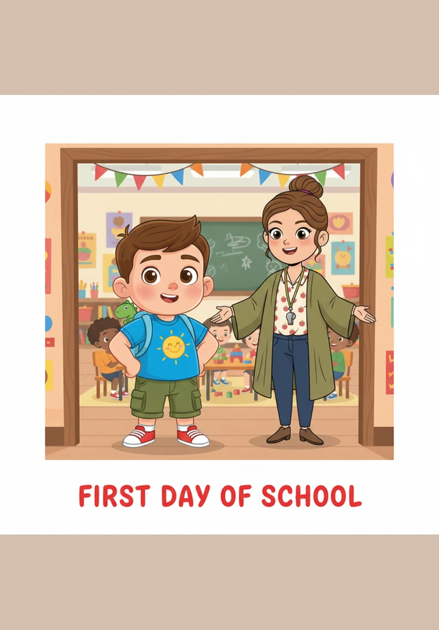 Si Ben ay nakatayo nang may malaking ngiti sa tabi ng tatlong makukulay na basurahan na kulay berde, asul, at dilaw. Nakasuot siya ng kaniyang malinis na puting uniporme habang ipinapakita ang pamagat ng kuwento sa isang masayang tagpo.