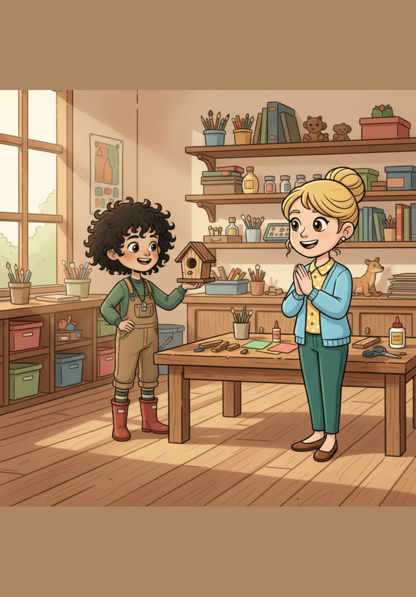 The words begin to flow smoothly as Sam reads page after page with a wide, happy smile. Ms. Day watches proudly from the side as Sam discovers the rhythm of the story, his voice growing steady and strong.