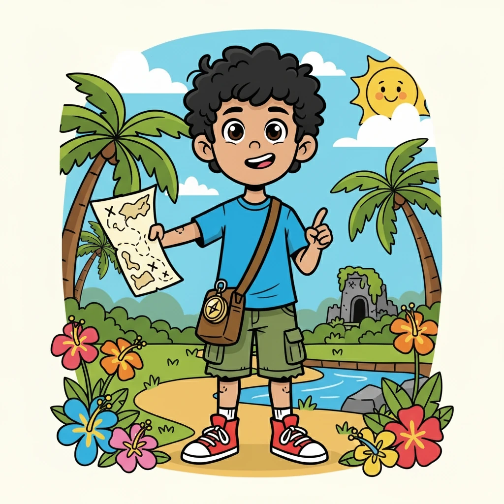 Isaiah, a seven-year-old with a big heart, declared himself 'Boss' of his world. He decided it was time for a treasure hunt. Armed with a map he drew himself, he set off, his eyes sparkling with anticipation.