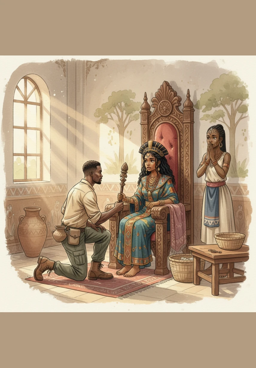 Princess Lukeni summons the Miracle Builder to her palace, captivated by his mysterious brilliance and quiet strength. As they share a private moment, a single kiss shatters the fog in Rooney's mind, bringing back his memories of the future.