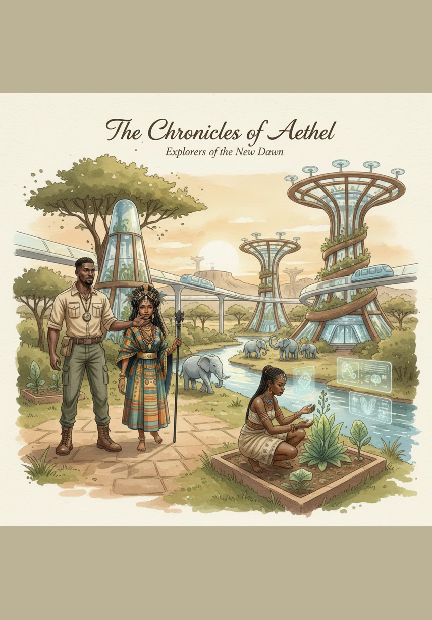 Centuries later, a clean and advanced Africa flourishes under the legacy of its founders. In a sunlit park, a young student gazes up at the bronze statues of Queen Lukeni and Rooney Guran, the man known to history as the Greatest Engineer.