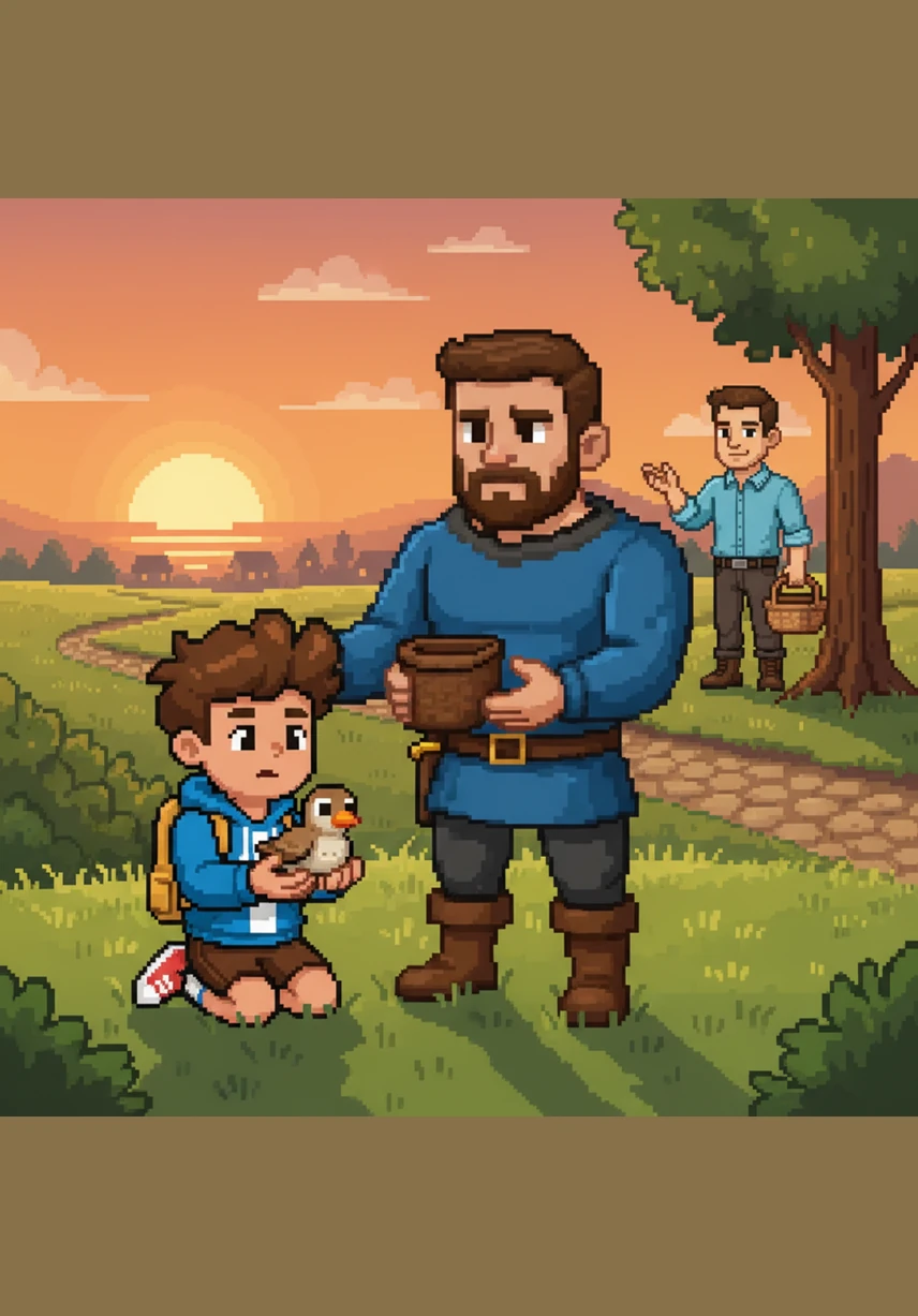 Quando o sol começa a se pôr, Lucas lê uma história de aventuras espaciais para Maya em seu quarto aconchegante. O ambiente é cercado por livros e brinquedos que contam a história de uma família construída com muito afeto.