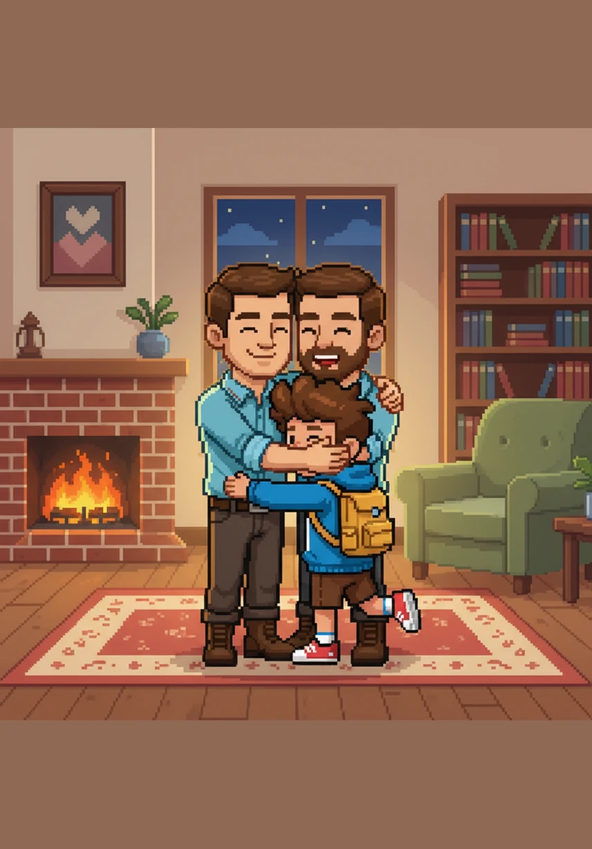 O dia termina com um grande abraço coletivo e cheio de calor no centro da sala de estar. Eles sabem que, não importa o que aconteça no mundo lá fora, o coração daquela casa é feito de um amor puro que os manterá sempre unidos.