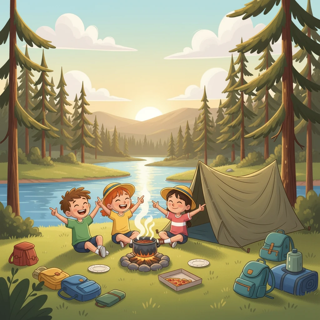 The friends spent the rest of the evening laughing about their cooking blunder. Deciding to play it safe, they made a solemn vow to order pizza on their next camping adventure.