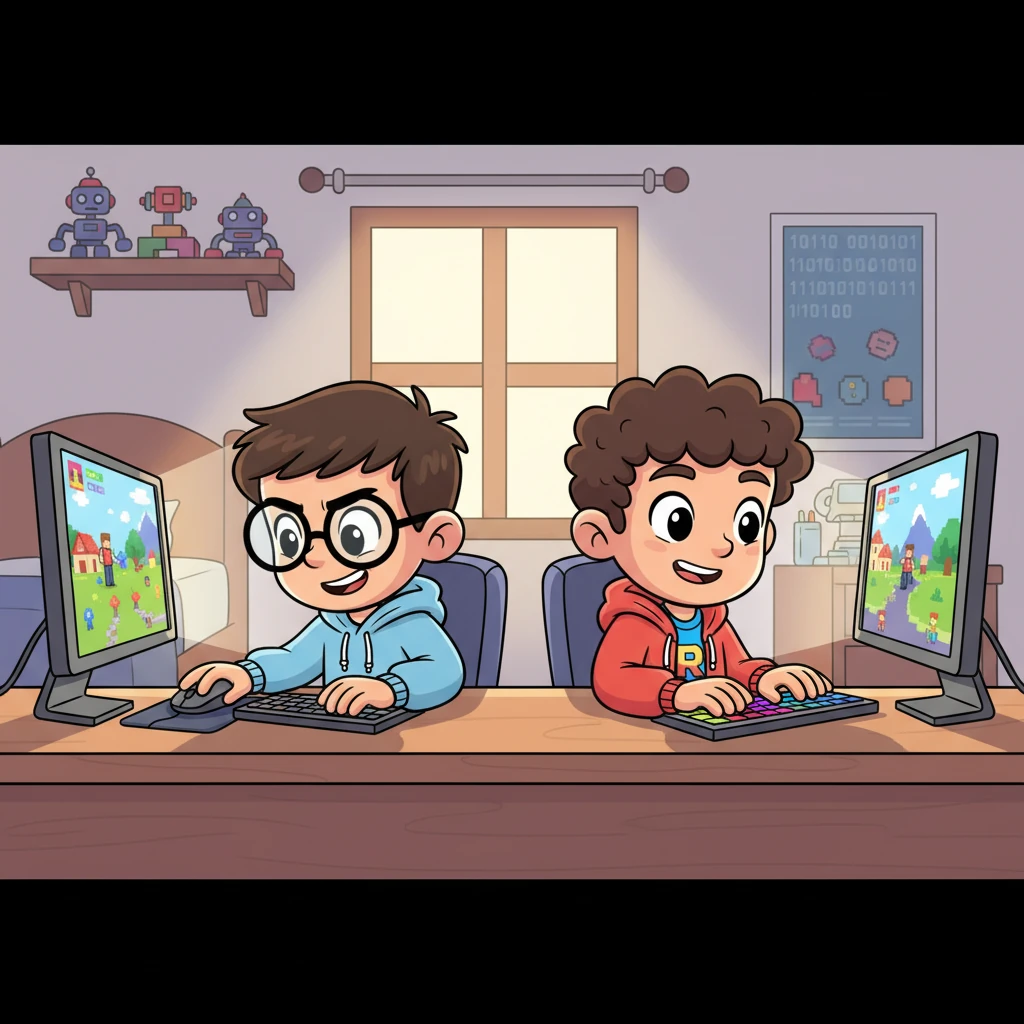 A pesar de la duda, David y Erick decidieron no rendirse. Con una sonrisa valiente, se sentaron frente a sus computadoras. Teclado en mano y ratón en movimiento, comenzaron a construir su mundo pixel a pixel, llenos de esperanza.
