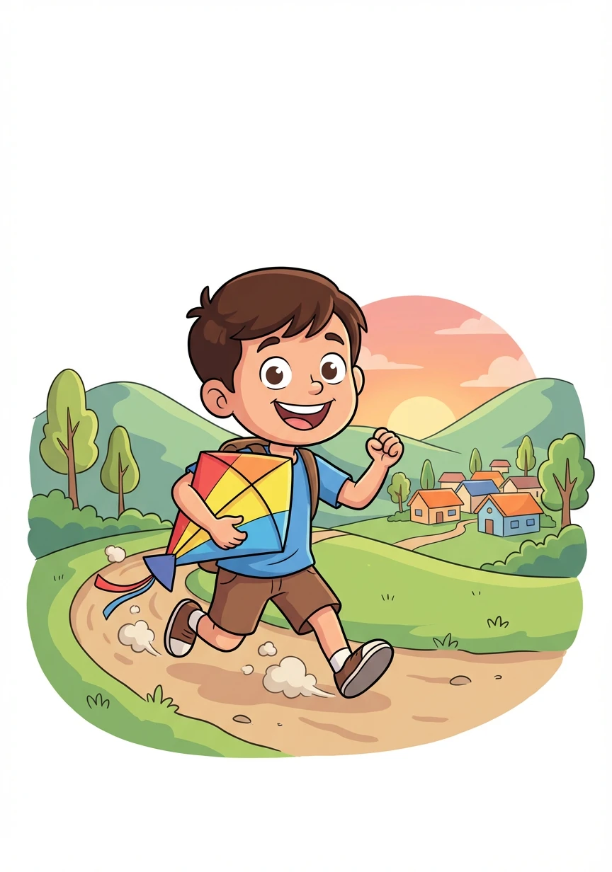 With his kite safely in his hands, Rohan races back to Anandpur, his heart overflowing with gratitude. He realizes that the journey was just as important as finding the kite itself.