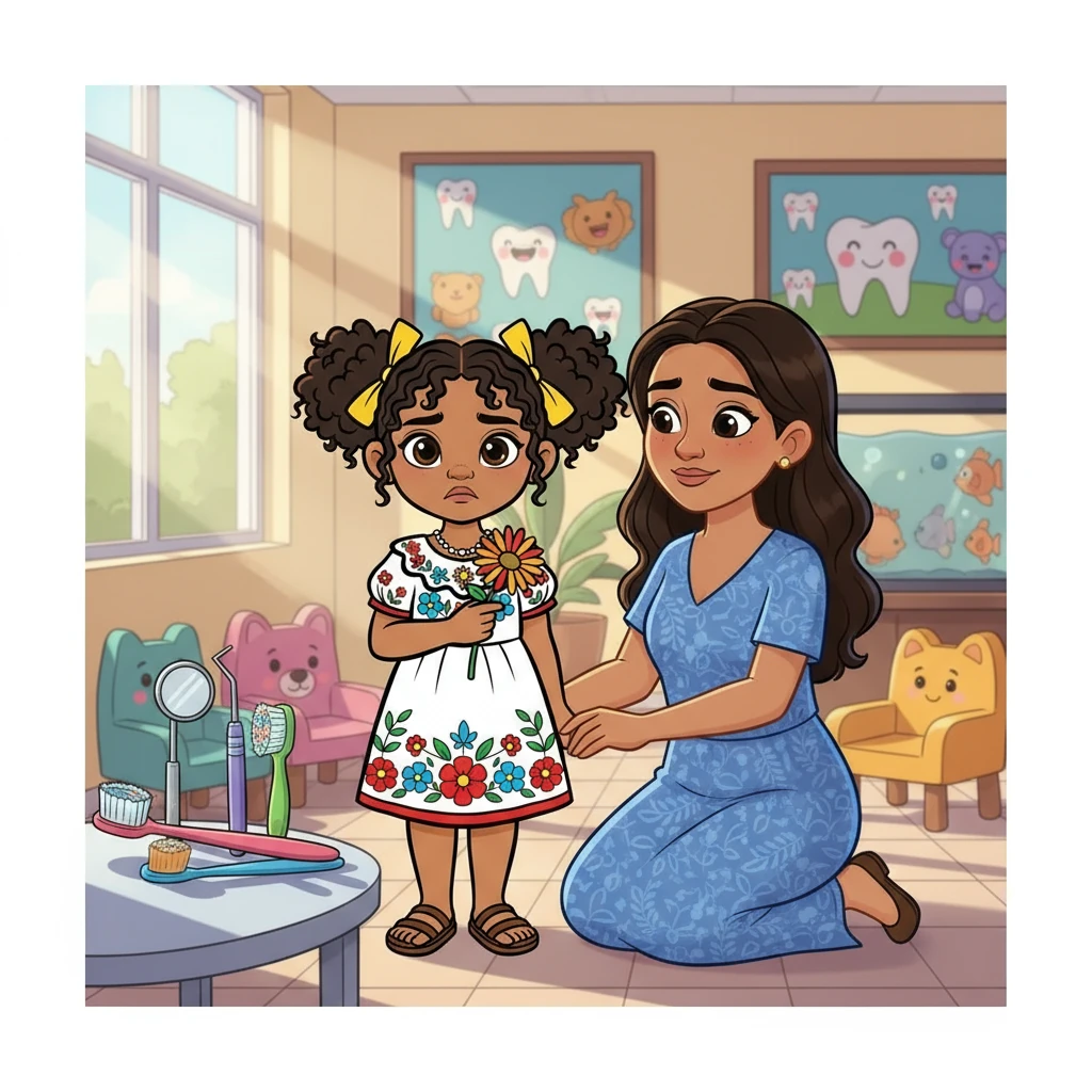 Al principio, Sofía sintió mucho miedo. Imaginaba instrumentos afilados y mucho dolor. Su mamá la tranquilizó, explicándole que el dentista era un amigo que la ayudaría a cuidar sus dientes y a tener una sonrisa más saludable. Juntas, fueron a AK Sonrisas.