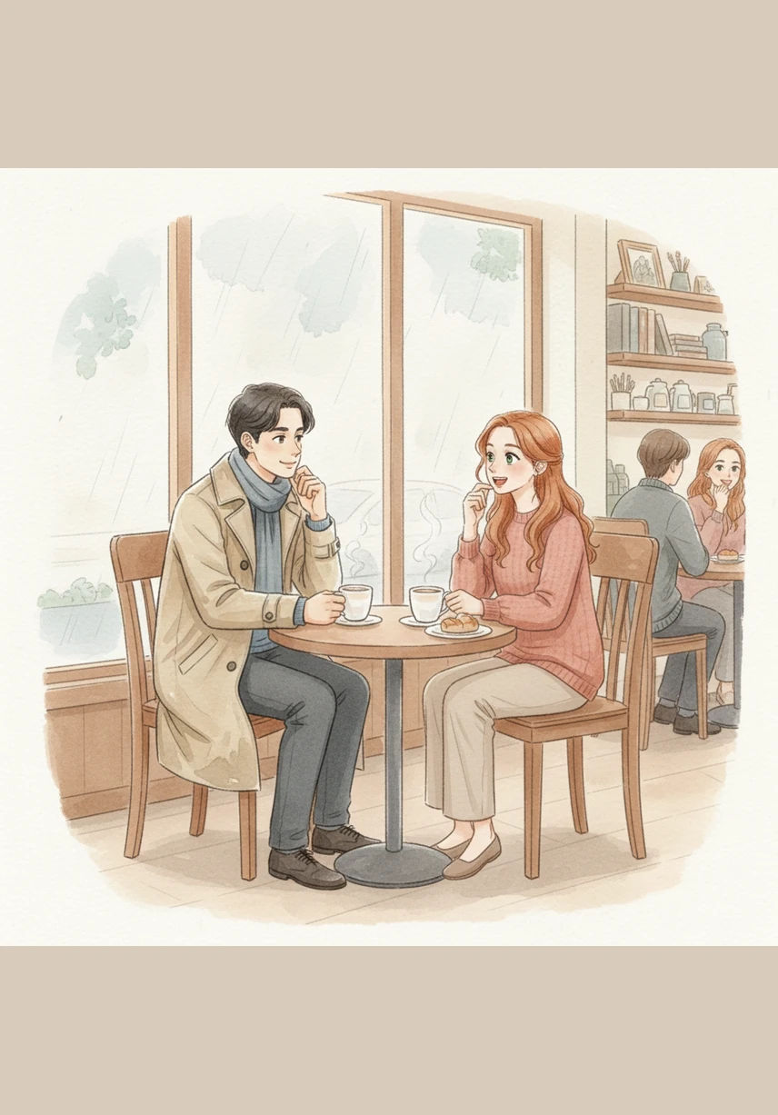 A few days later, the steam from two coffee cups rose in the air as they found themselves sitting at the same corner cafe. The coincidence sparked a conversation that flowed as naturally as the rain had fallen on the night they first met.
